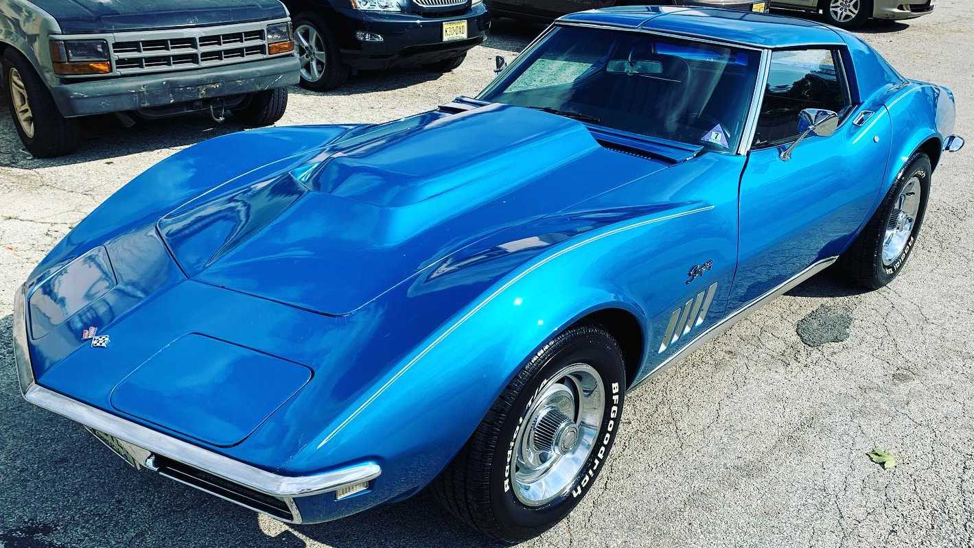 Exterior of a 70s Chevy Corvette, cleaned by us